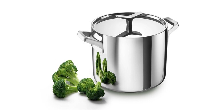 The large stockpot with broccoli